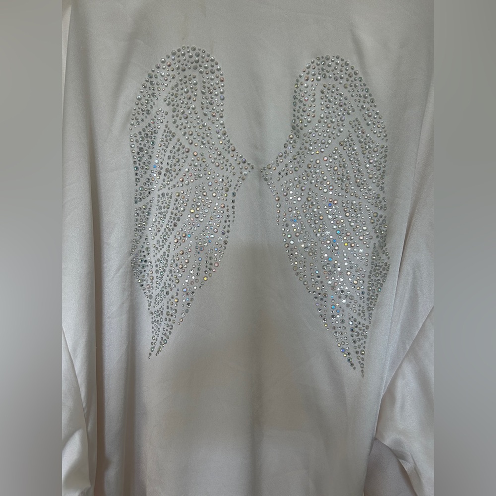 RARE Victoria secret 2015 fashion show ice angel wings ivory satin robe one size